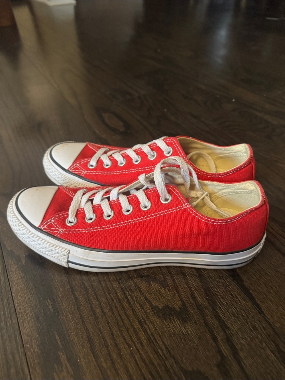 Converse Red Low-Top Canvas Sneakers with White Laces